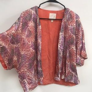 Silk bohemian peacock feather pattern lounge top